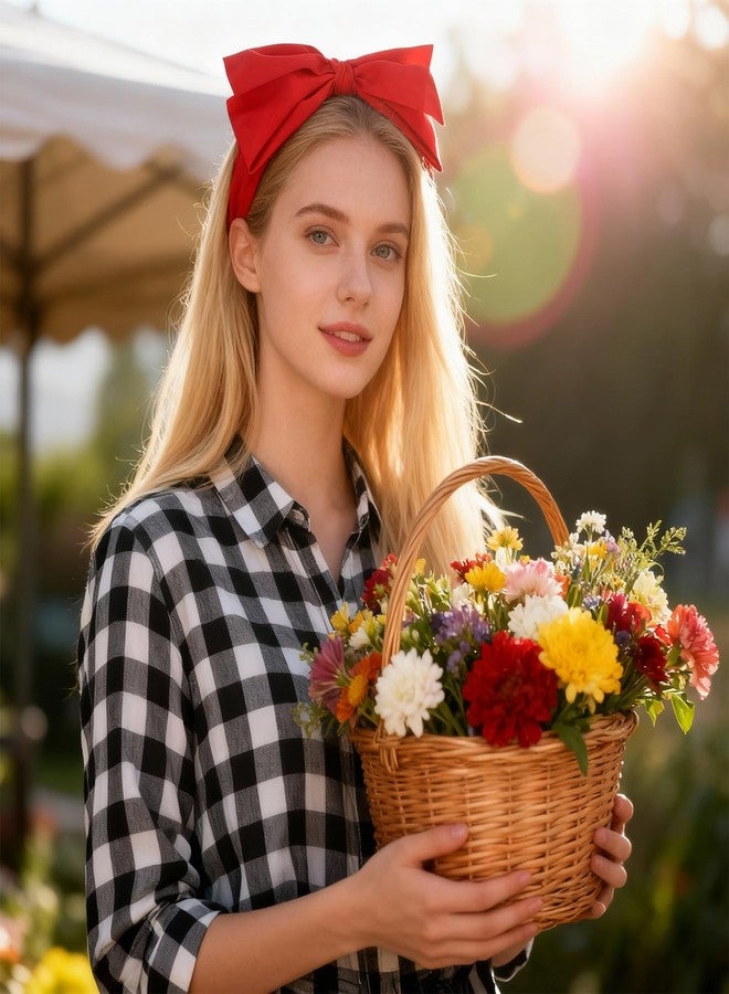 DOPENSPI Wide Bow Headband for Women, Cute Bowknot Headbands Soft Hair Hoop Band Elastic Hair Accessories for women Washing Face Makeup Party Daily Wear(Red) - Image 5